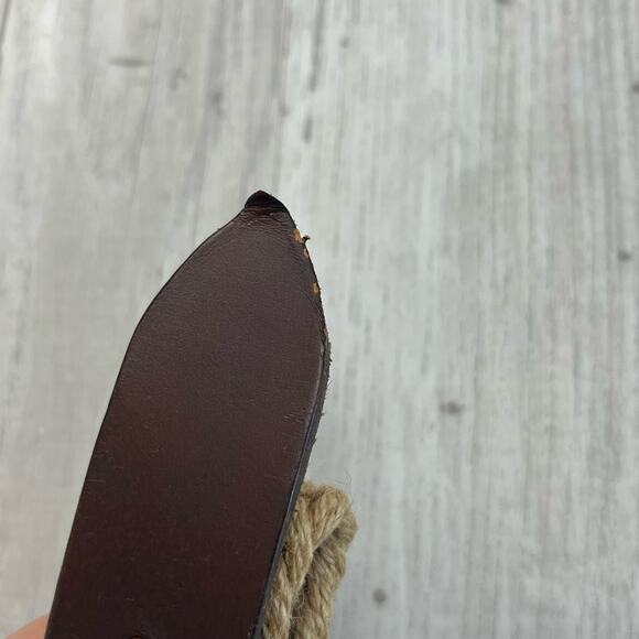 Brown Braided Rope Leather Gold Buckle Belt 37" - Picture 2 of 7